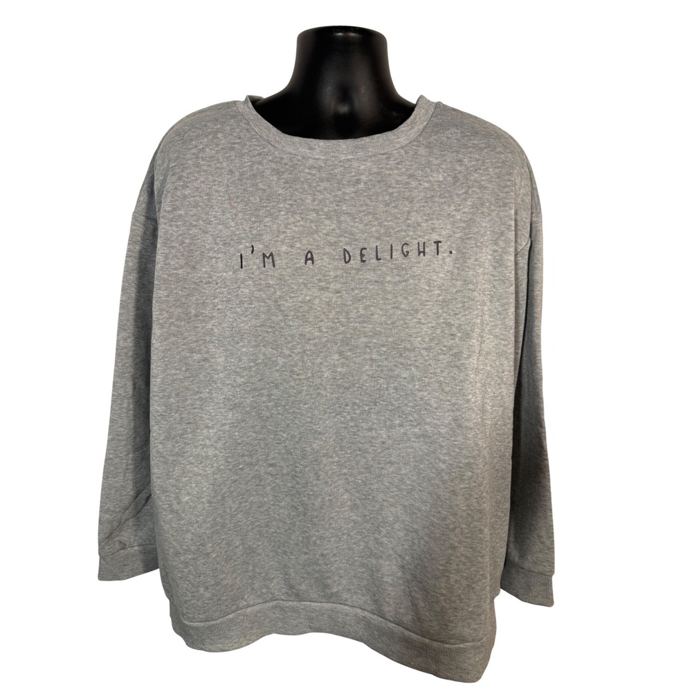 Shein Womens 4XL Gray I'm a Delight Graphic Pullover Long Sleeve Sweatshirt